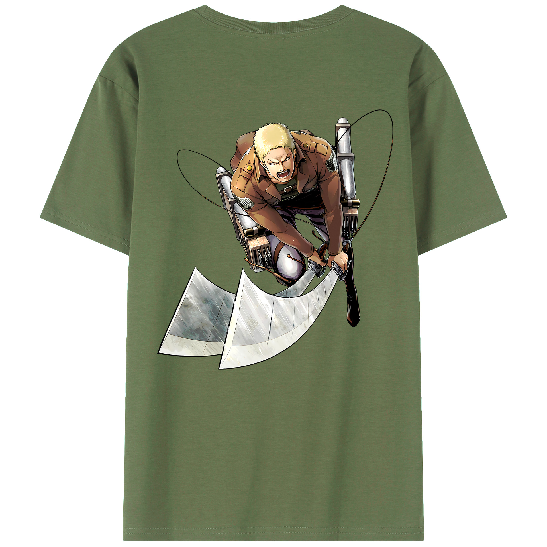 （画像用） 進撃の巨人 ライナー・ブラウン Attack on Titan Reiner Braun 綿100％ メンズ半袖Tシャツ（バックプリント） 通気性